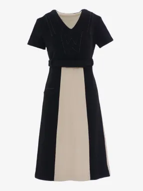 Koto Bolofo black and ecru wool cloth midi dress