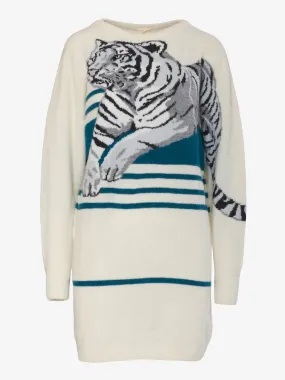 Krizia Wool Tiger Embroidery Dress