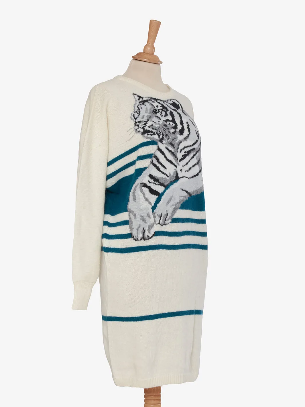 Krizia Wool Tiger Embroidery Dress