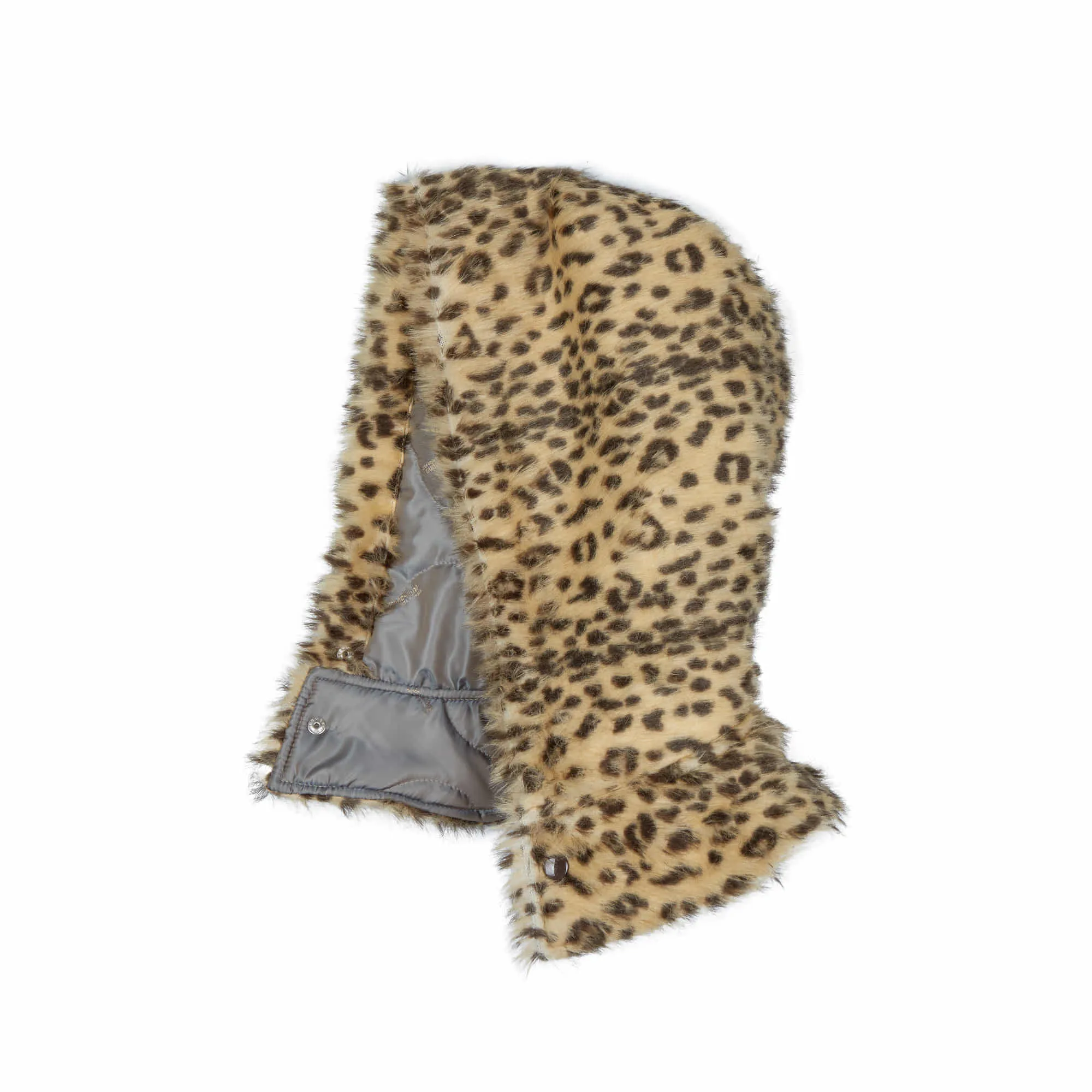 Leopard Fur Hood - Beige