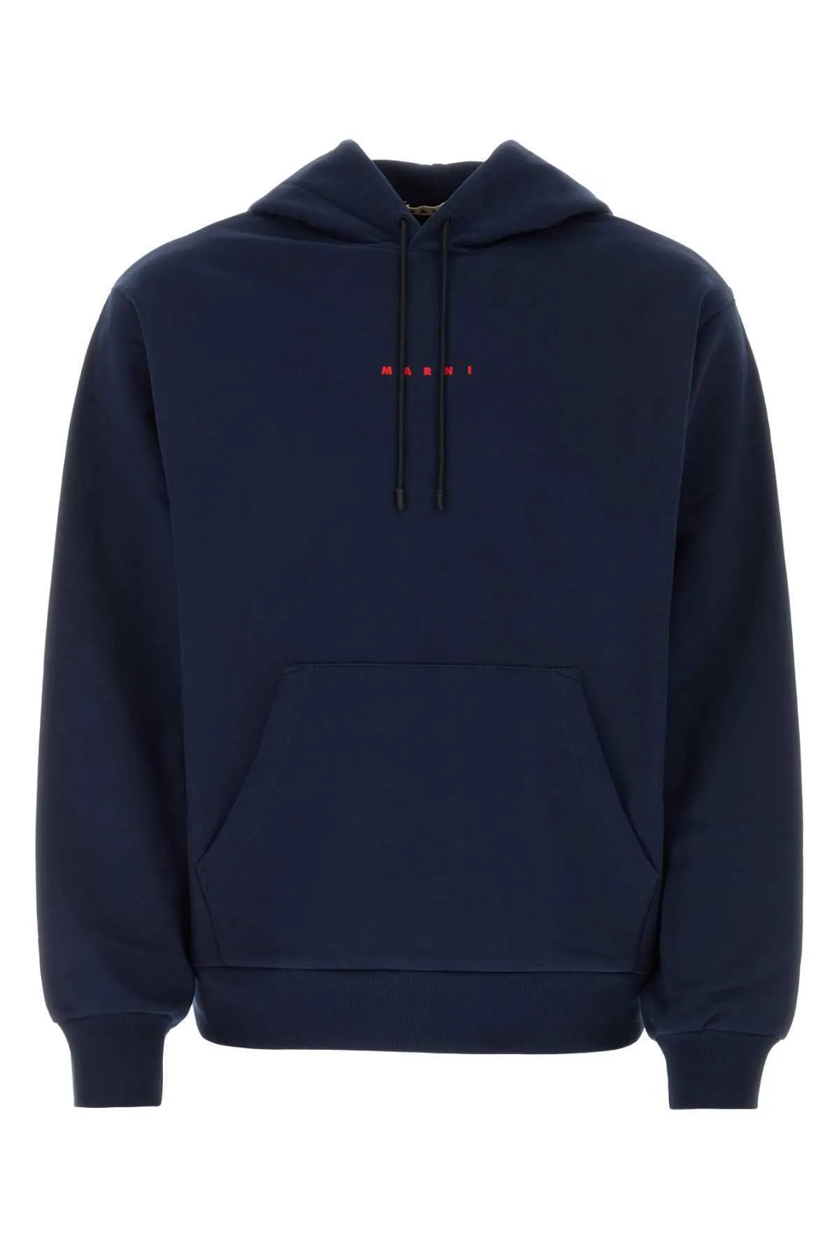 MARNI  |Blue bio cotton hoodie with mini Marni print