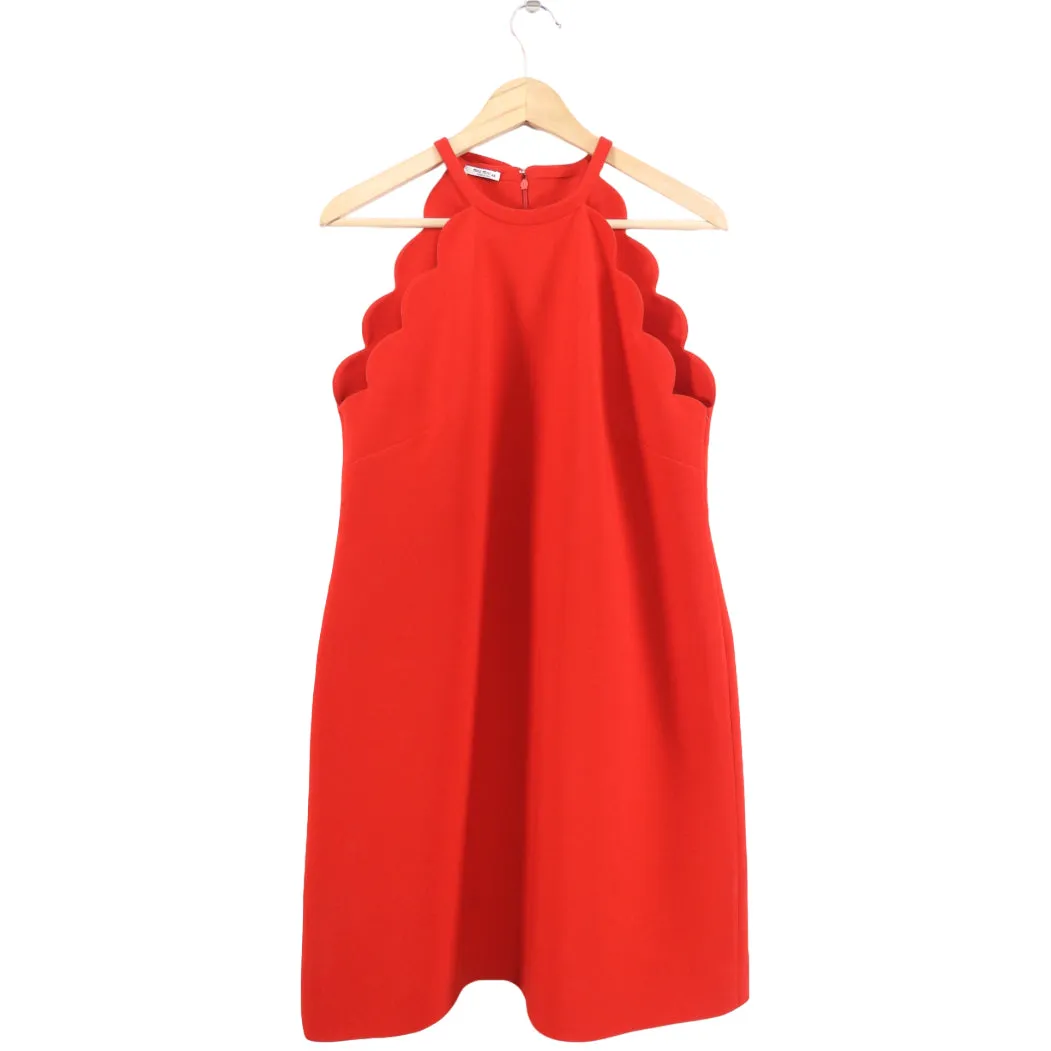 Miu Miu Red Scallop Dress with Bow Detail - IT46 / L