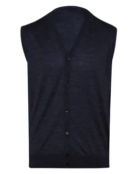 Navy Blue Cashmere and Silk Blend Vest