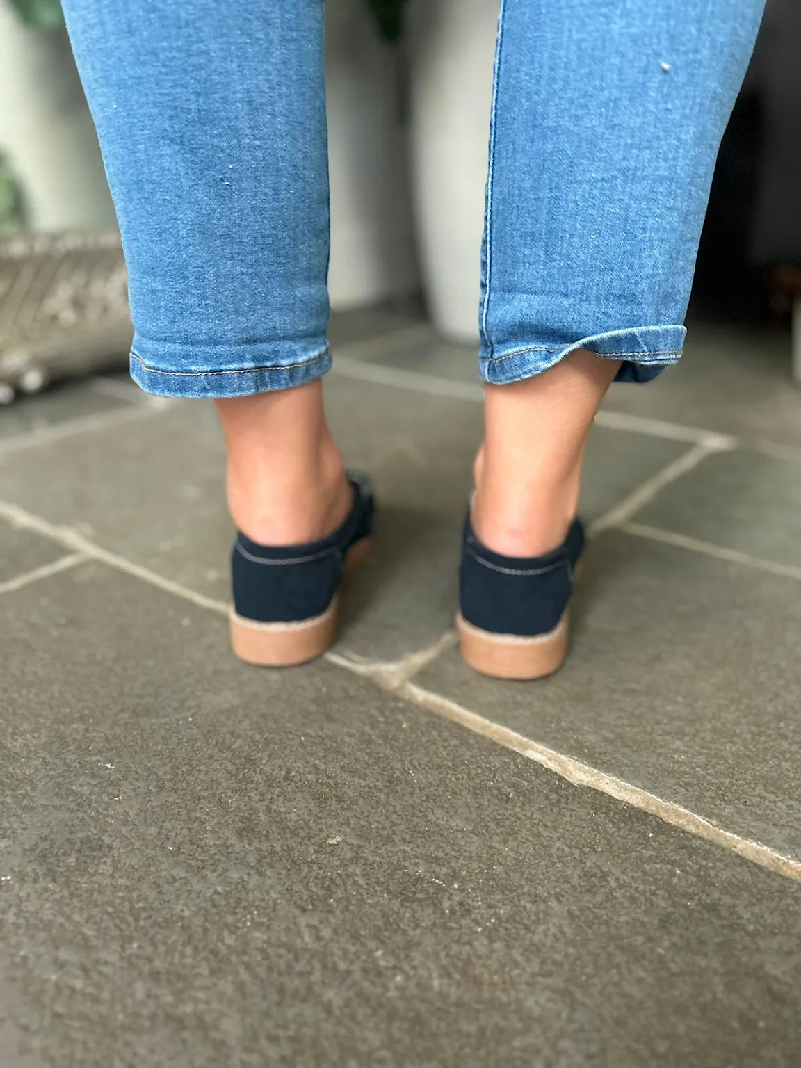 Navy Suede Loafers