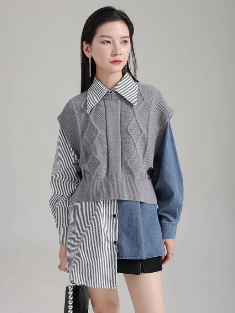 Noupa Color-block Asymmetrical Shirt