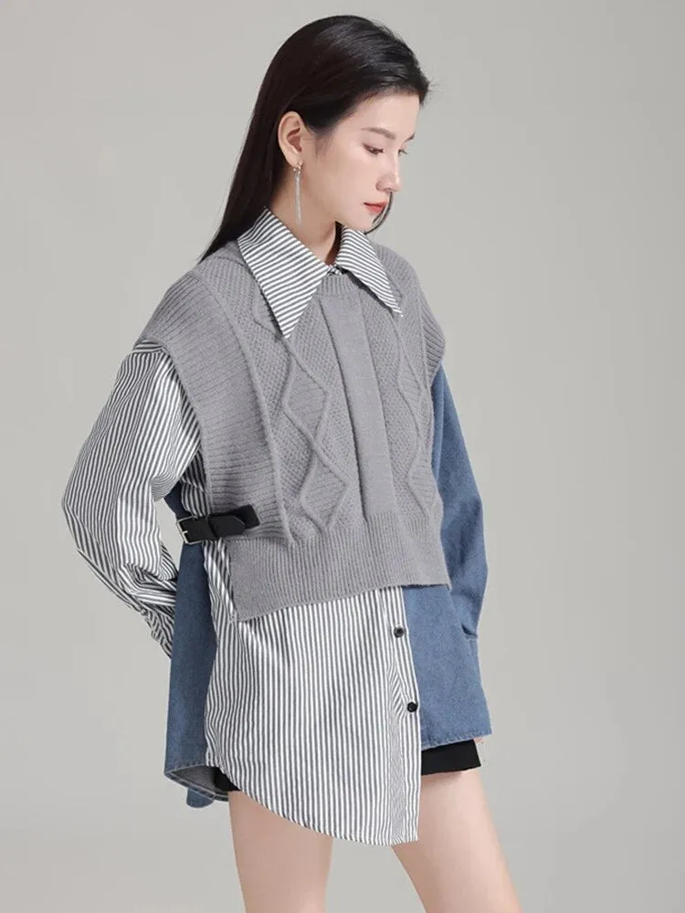 Noupa Color-block Asymmetrical Shirt