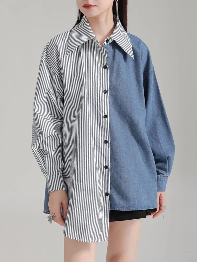 Noupa Color-block Asymmetrical Shirt