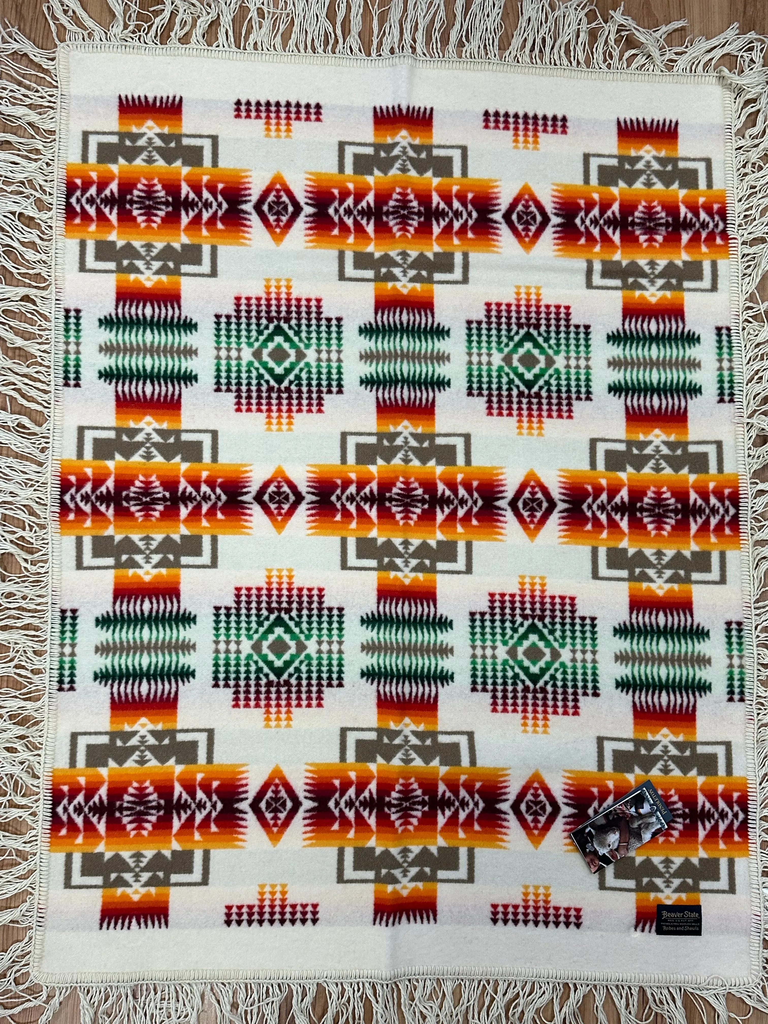 Pendleton Chief Joseph Ivory Fringed Crib Shawl