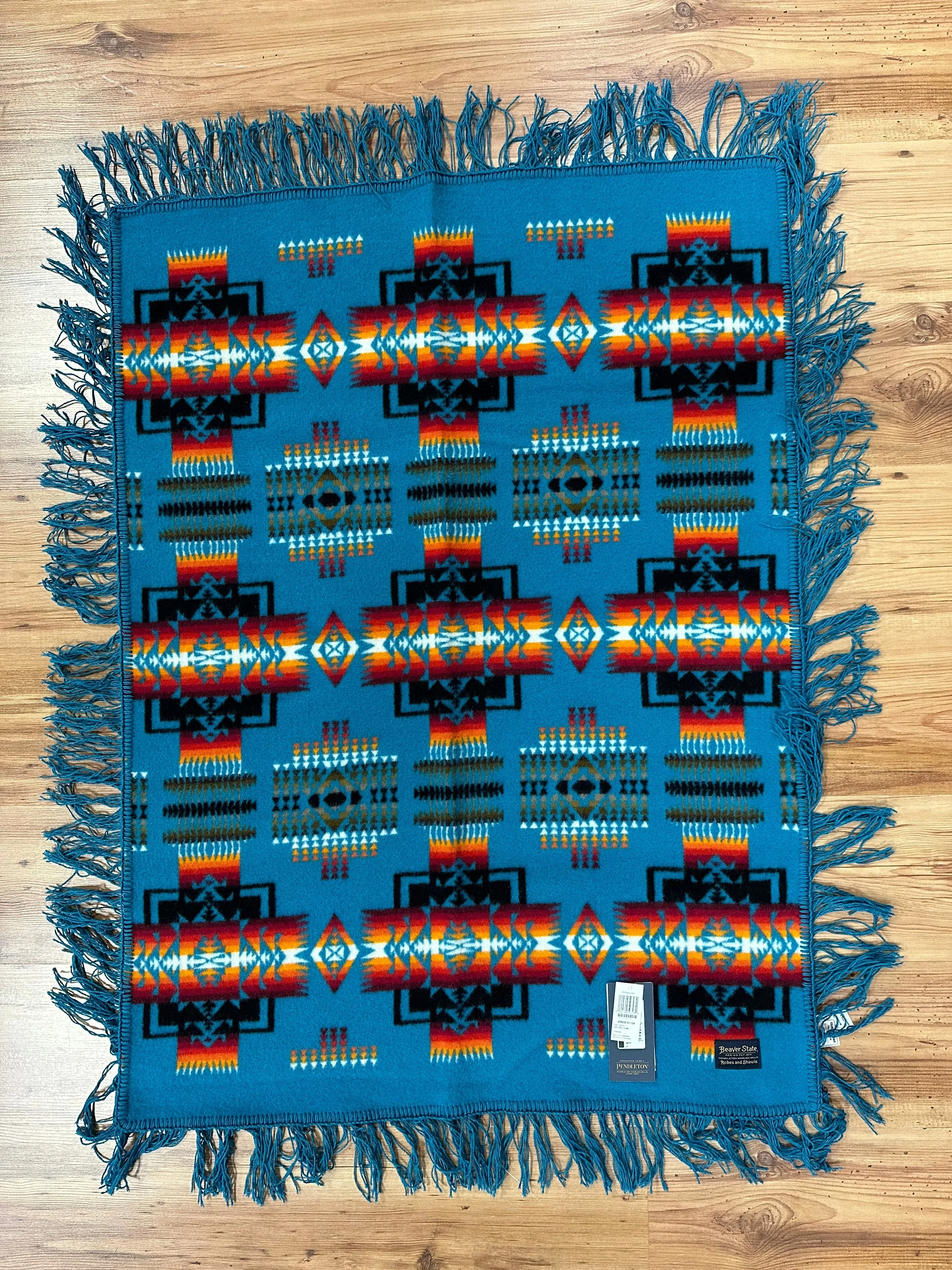 Pendleton Chief Joseph Turquoise Fringe Crib Shawl