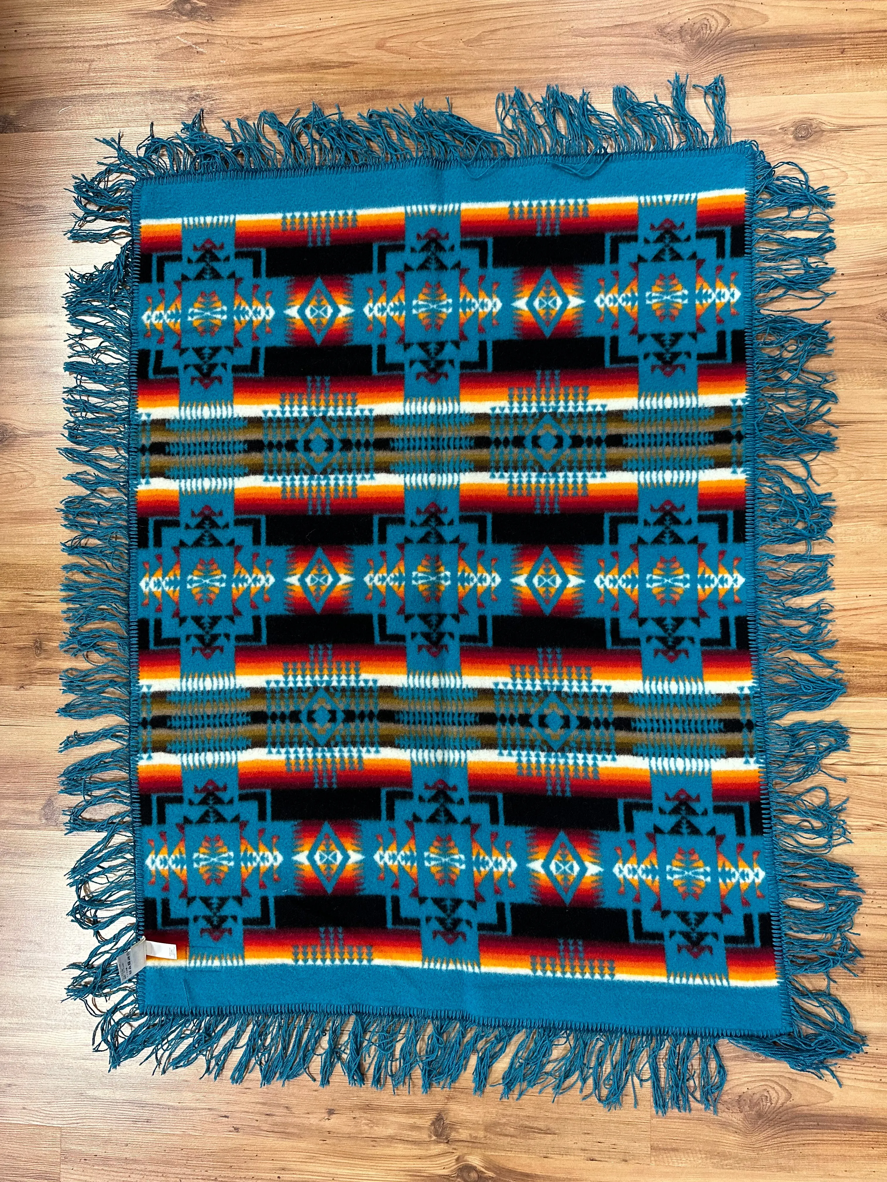 Pendleton Chief Joseph Turquoise Fringe Crib Shawl