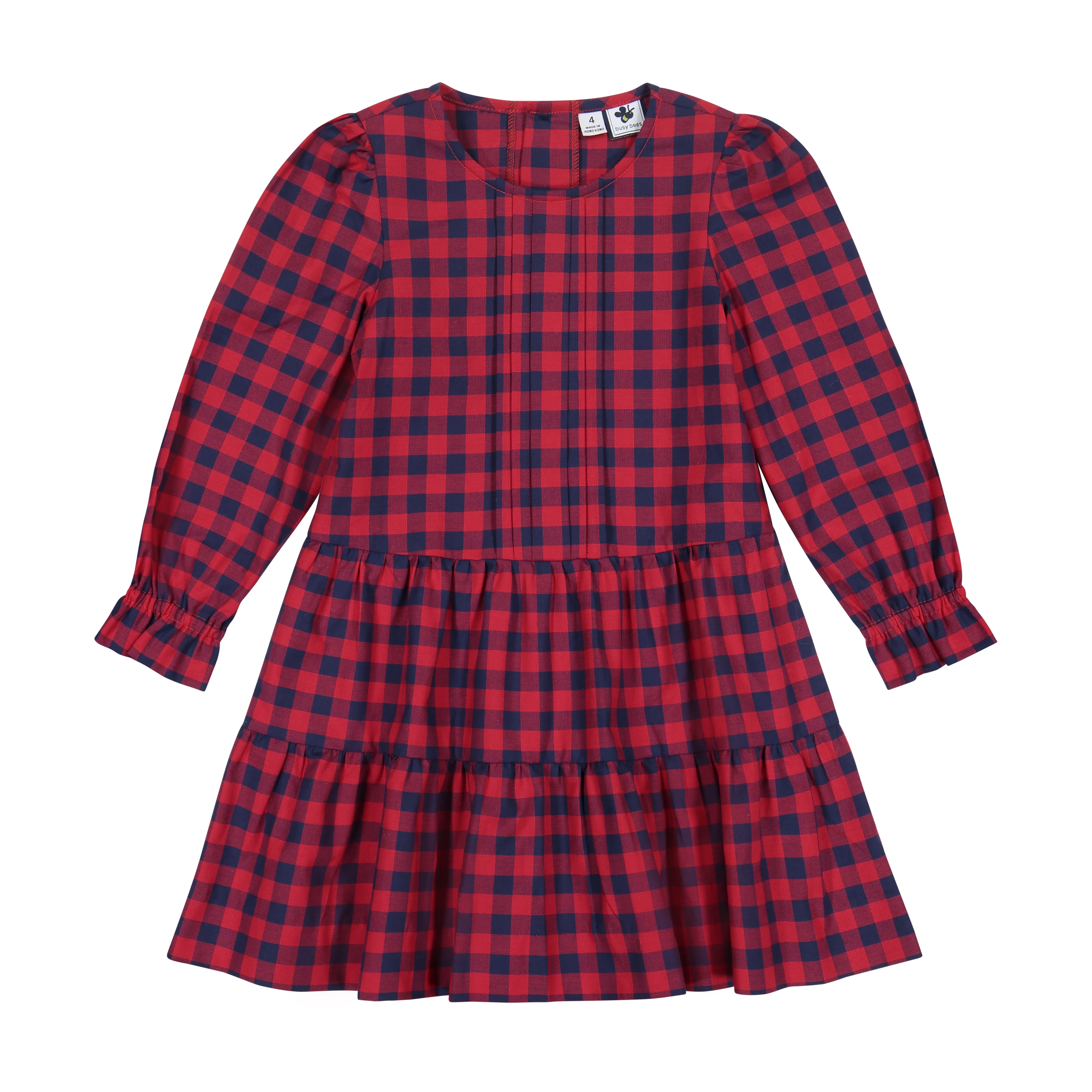 Poppy Girls Dropwaist Dress Red Navy Check