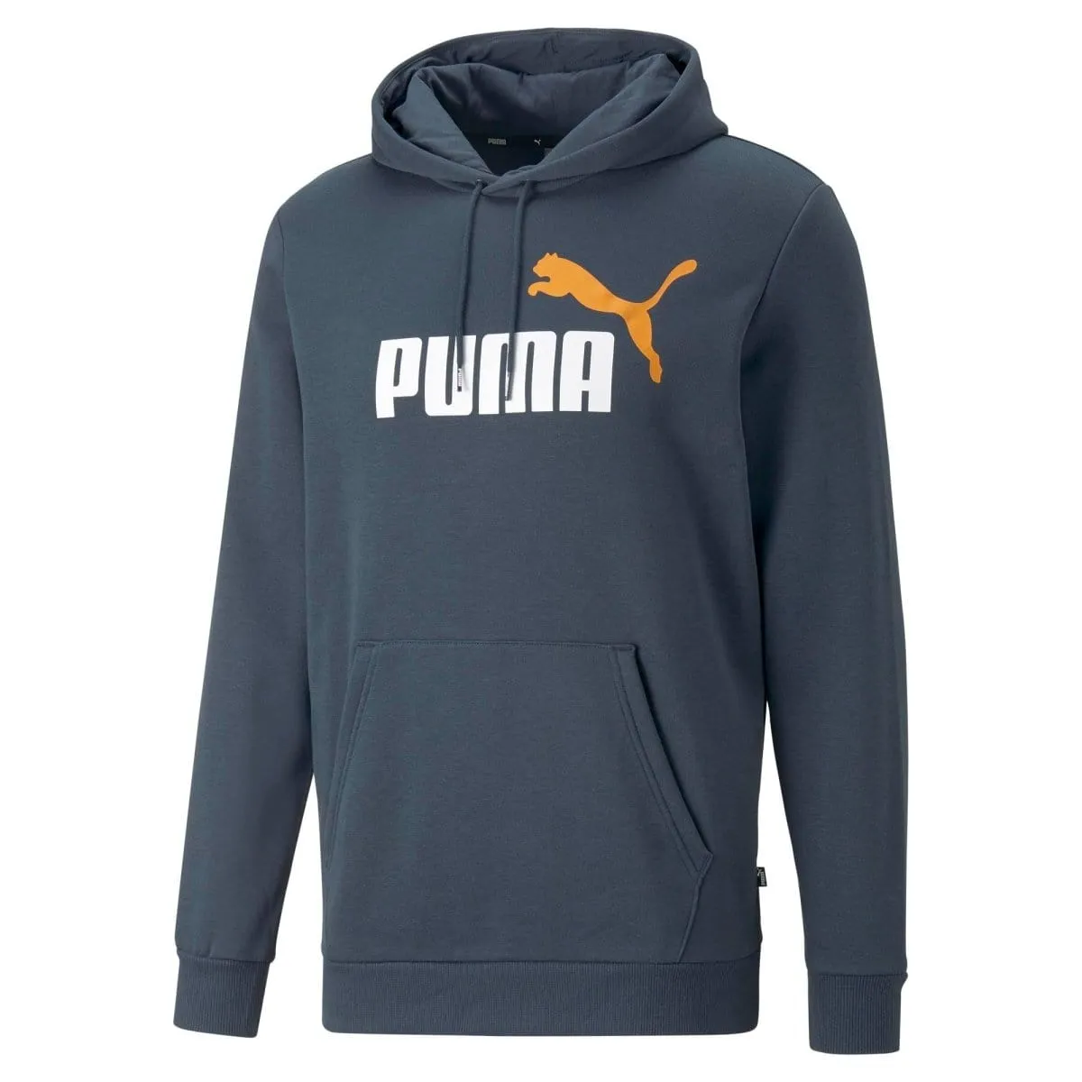 PUMA MEN'S ESSENTIALS+ TWO-TONE BIG LOGO BLUE HOODIE