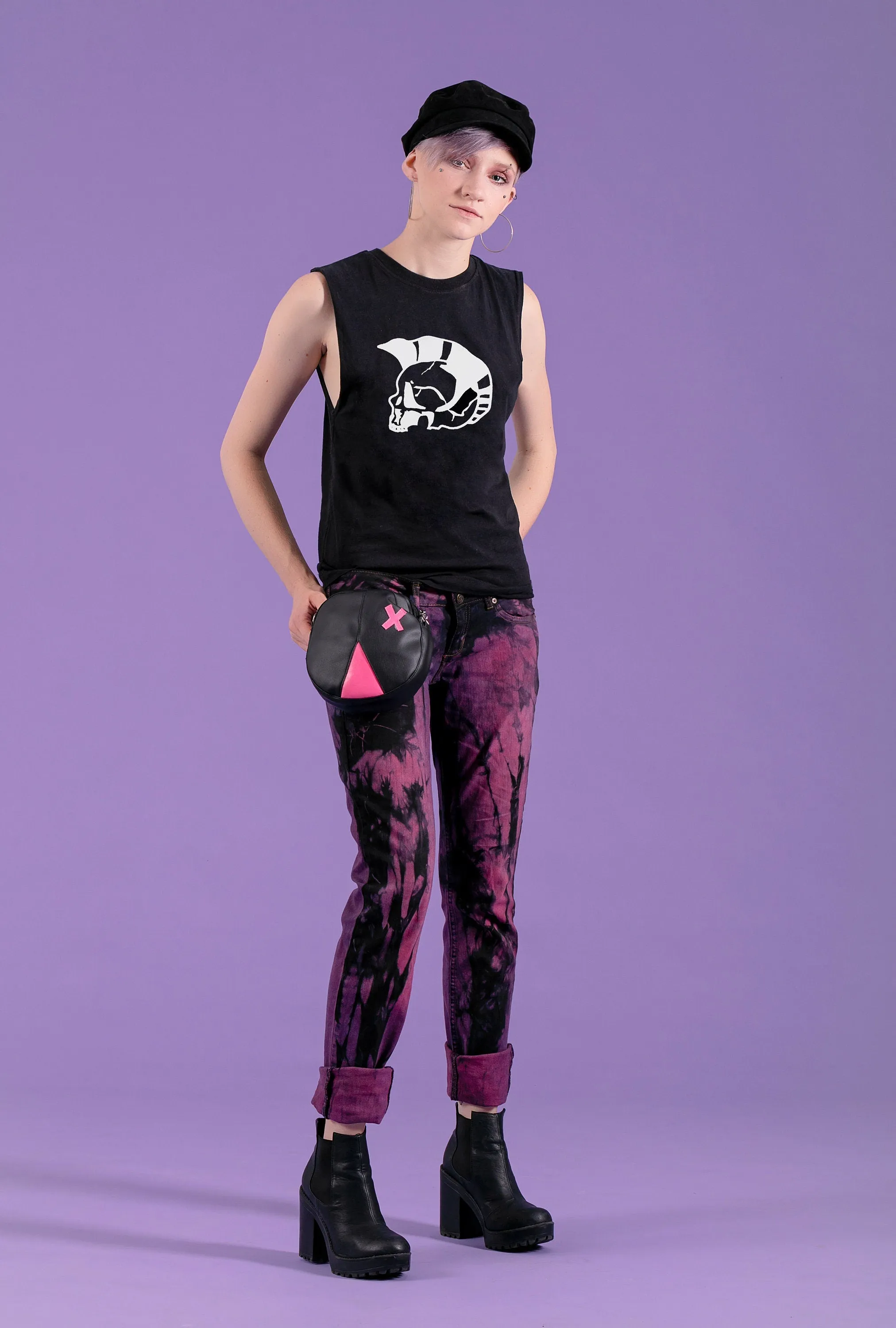 Punk skull print muscle tank top