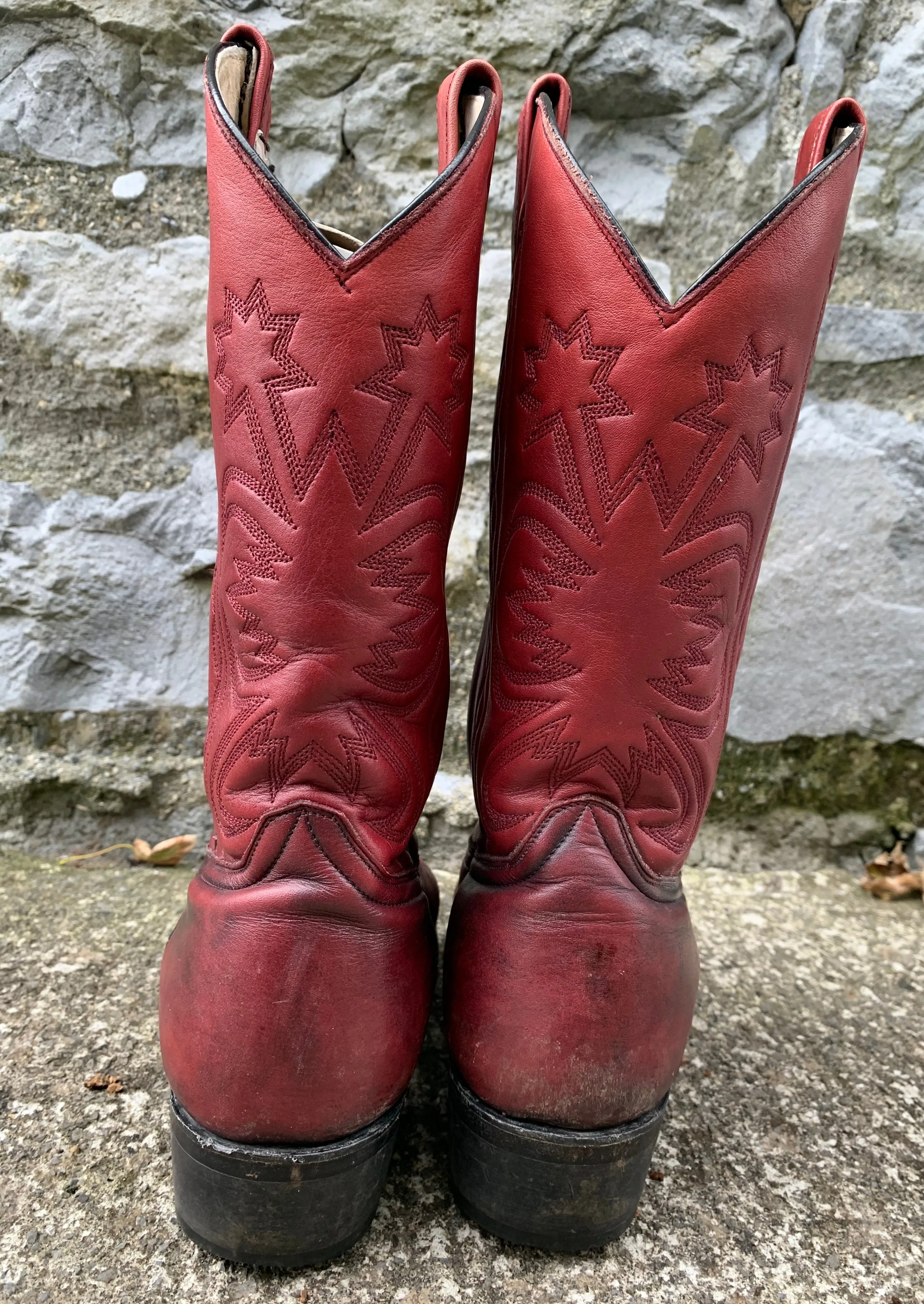 Red cowboy leather boots