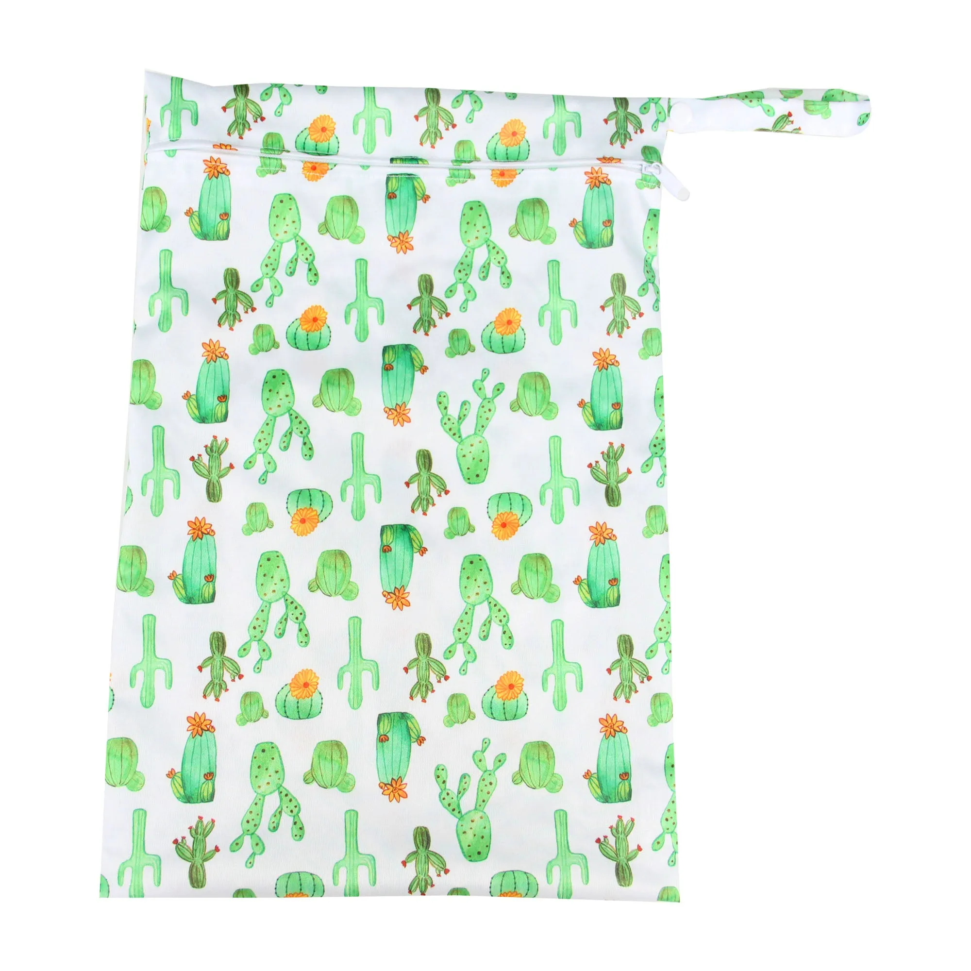 Reusable Single Zip Waterproof Nappy Wet Bag — Cactus Party