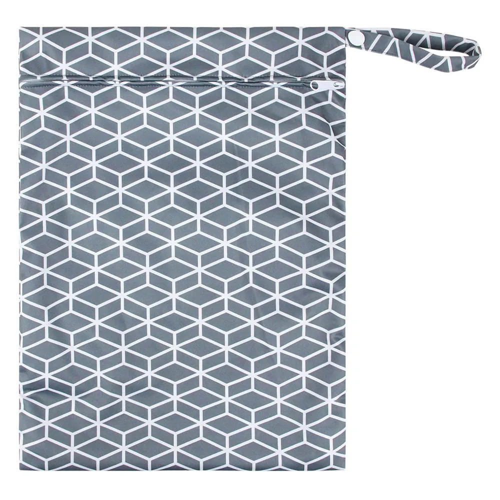 Reusable Single Zip Waterproof Nappy Wet Bag — Geometric