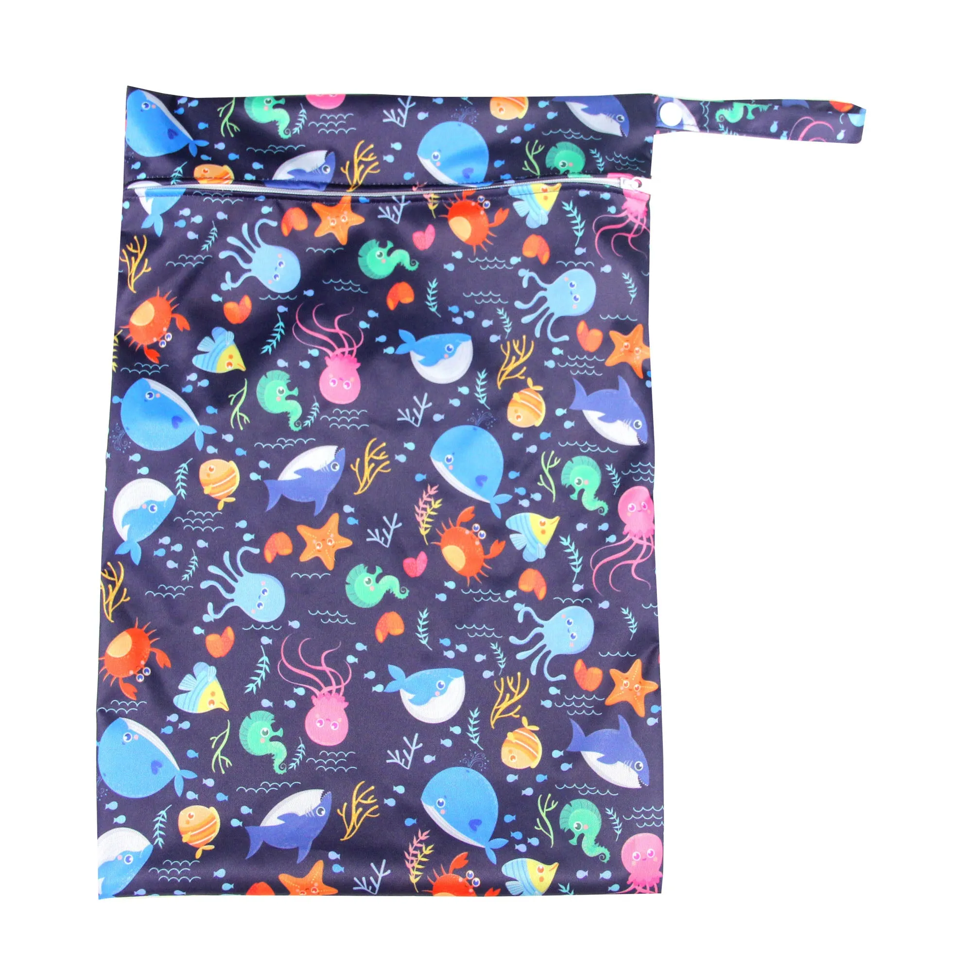 Reusable Single Zip Waterproof Nappy Wet Bag — Under The Sea