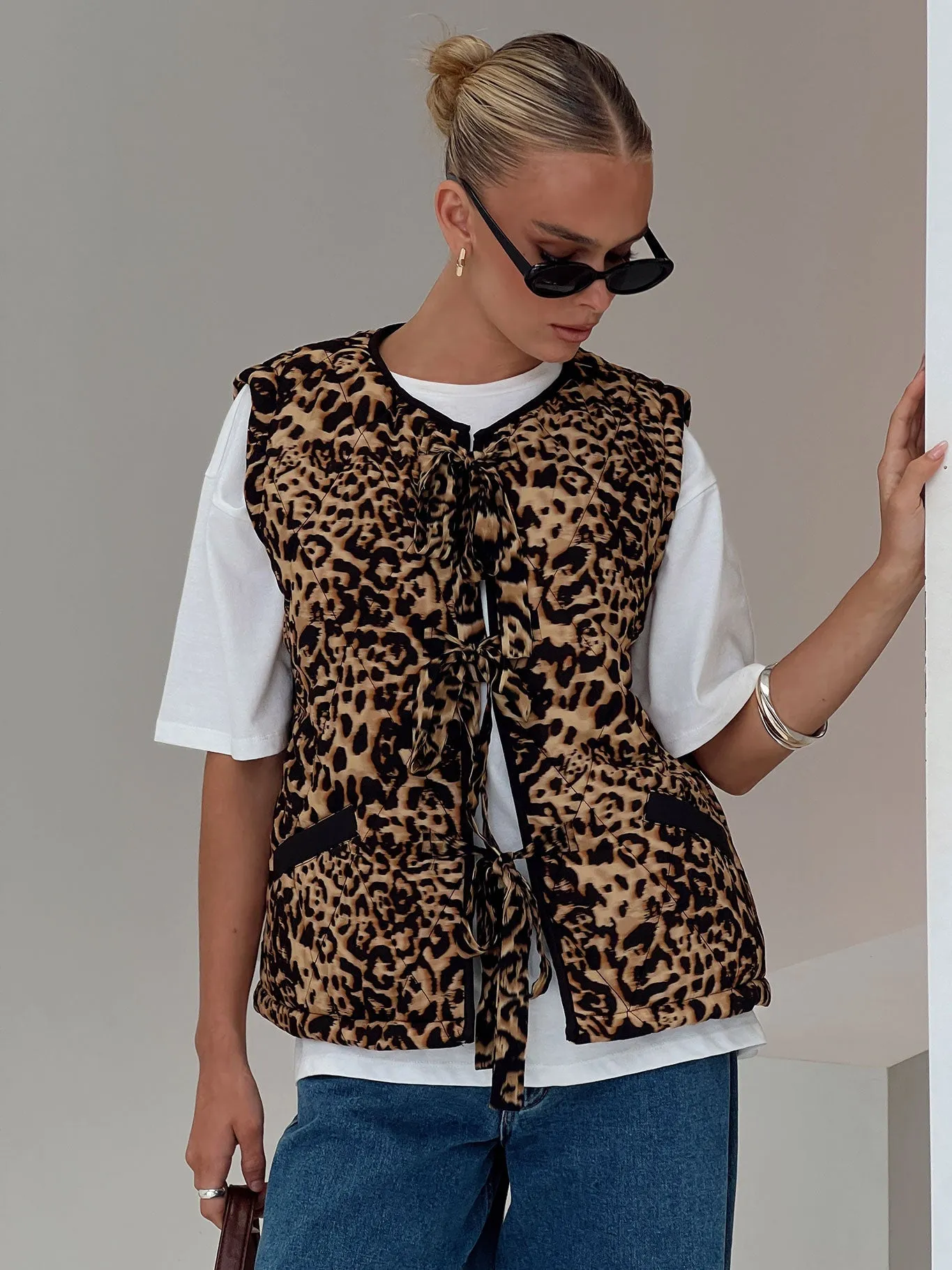 Samual Quilted Vest Leopard