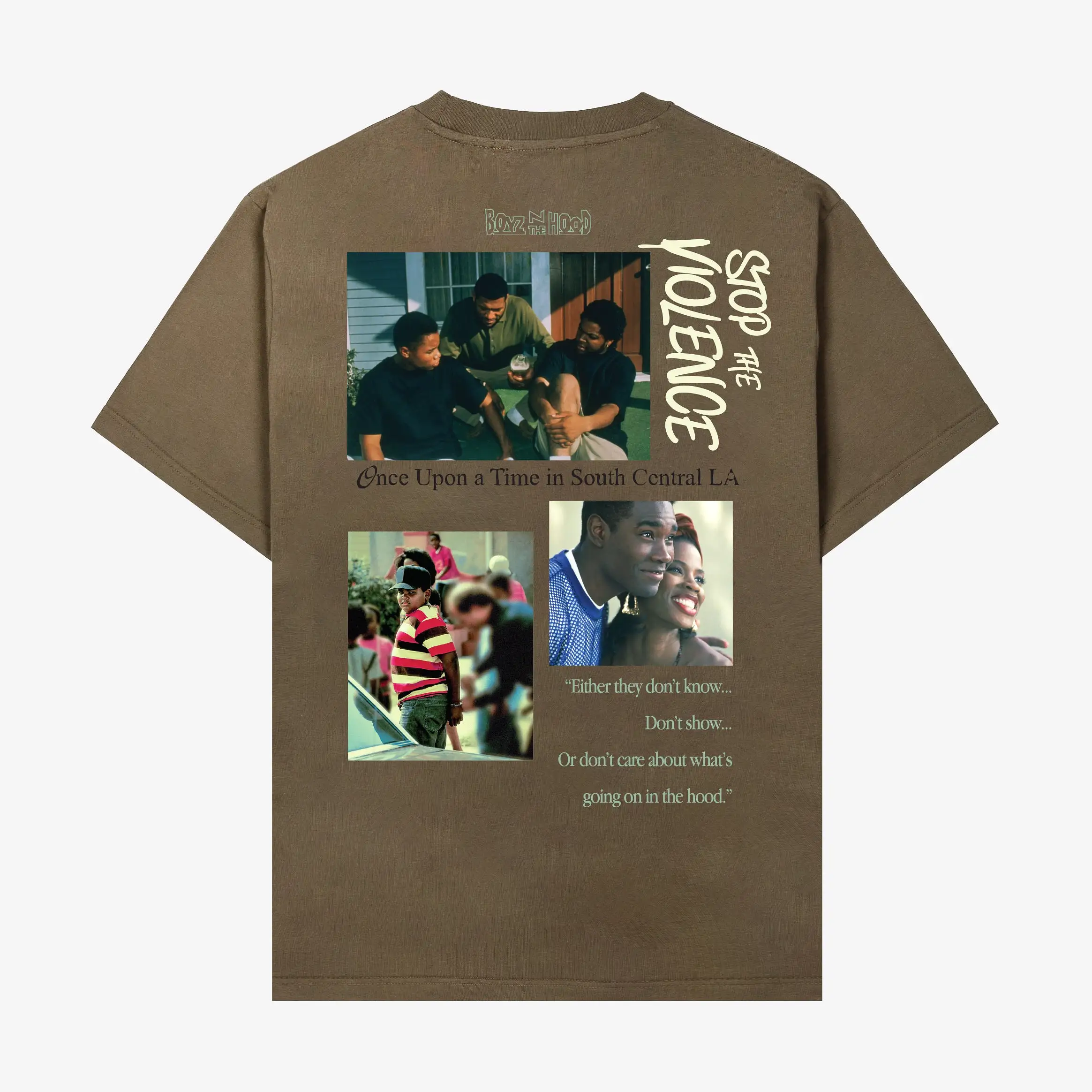 SP x Boyz N The Hood Stop The Violence Mens Short Sleeve Shirt (Brown/Sage)