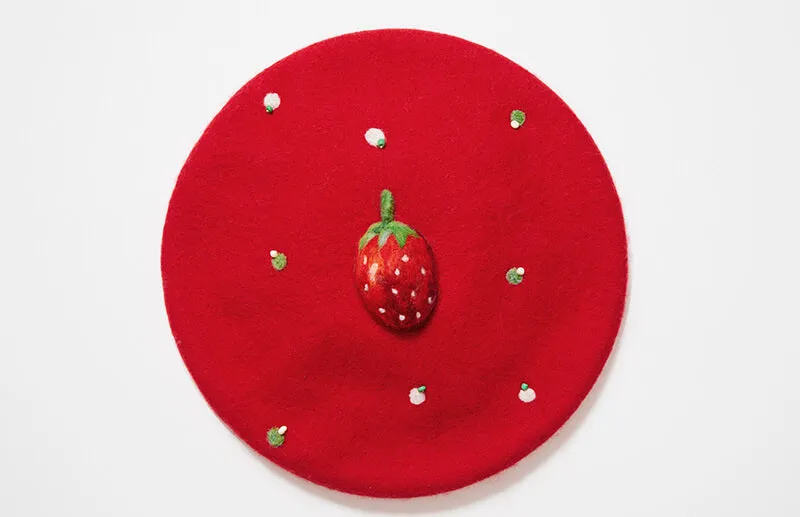 Strawberry  beret by0119