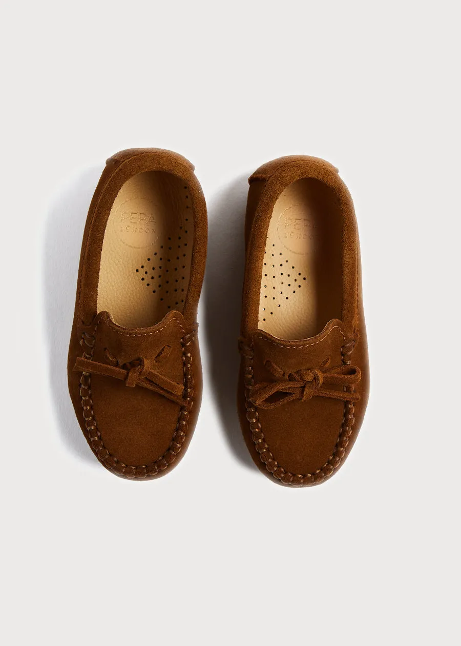 Suede Loafers in Camel Brown (25-34EU)