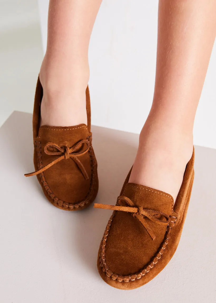 Suede Loafers in Camel Brown (25-34EU)