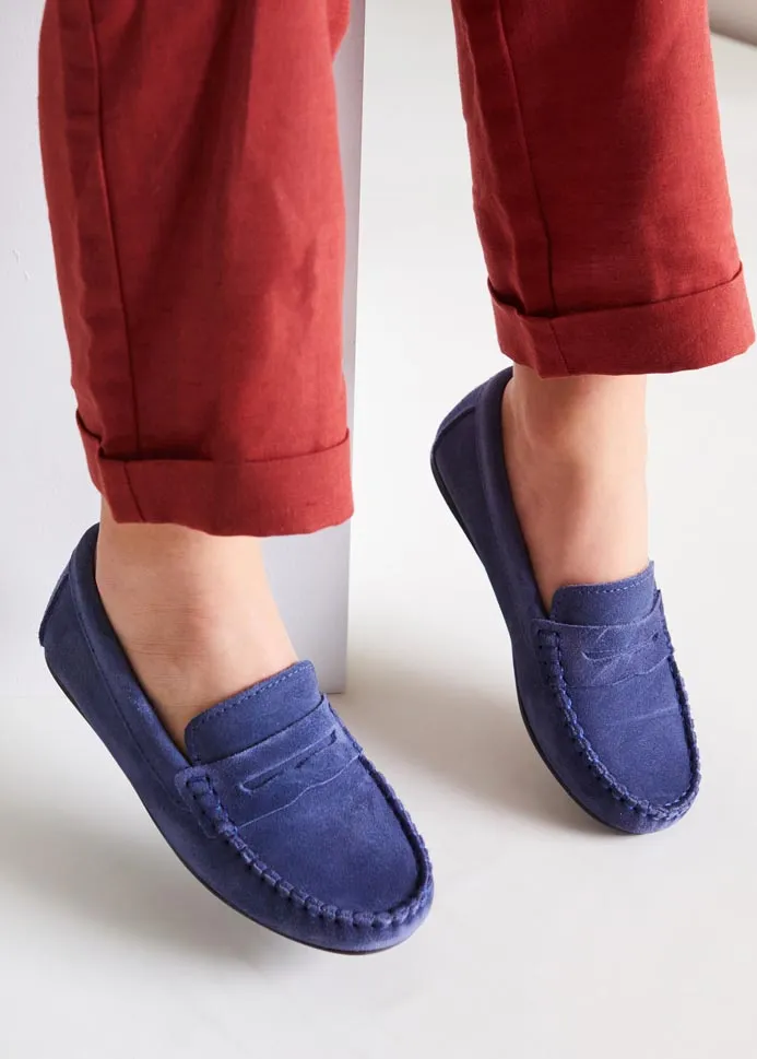 Suede Loafers in French Blue (25-34EU)