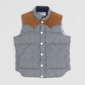 Sugar Cane Denim Stripe Down Vest