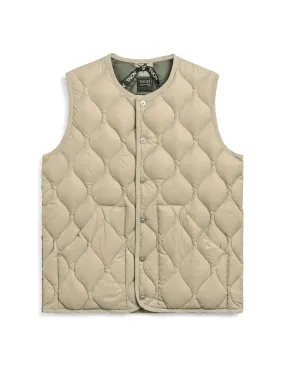 Taion Womens Military Crew Neck Down Vest Soft Shell Grey Beige