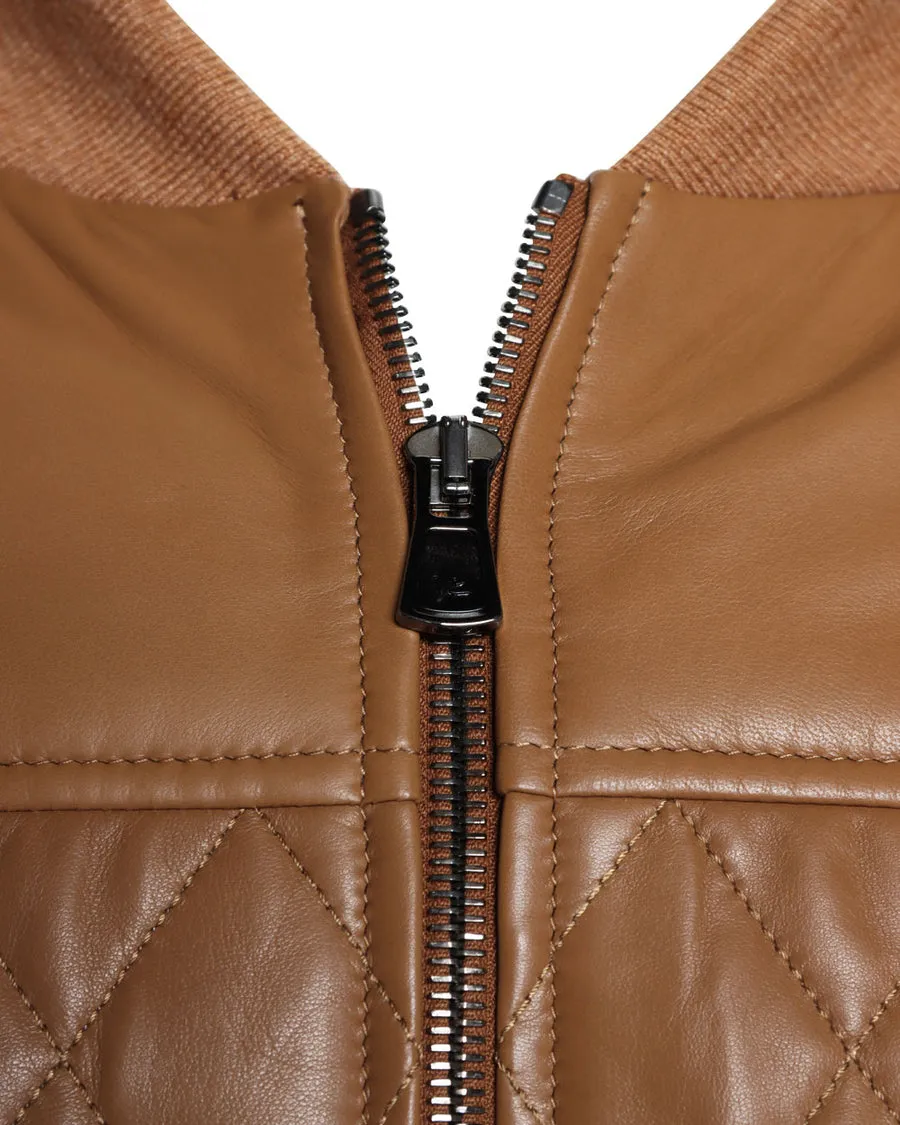 Tan Leather Quilted Vest