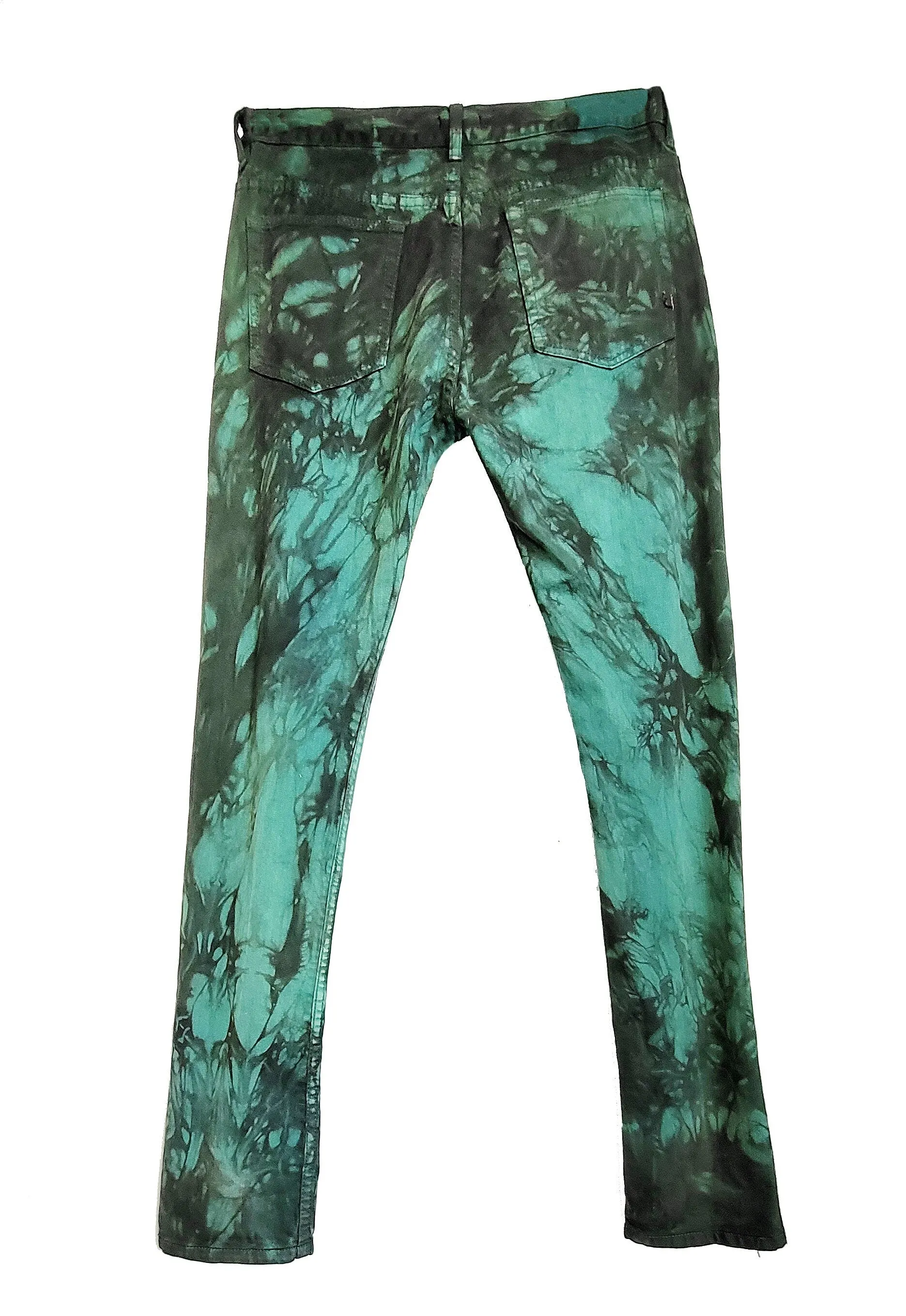 tie dye jeans in green acid | Unisex Size M