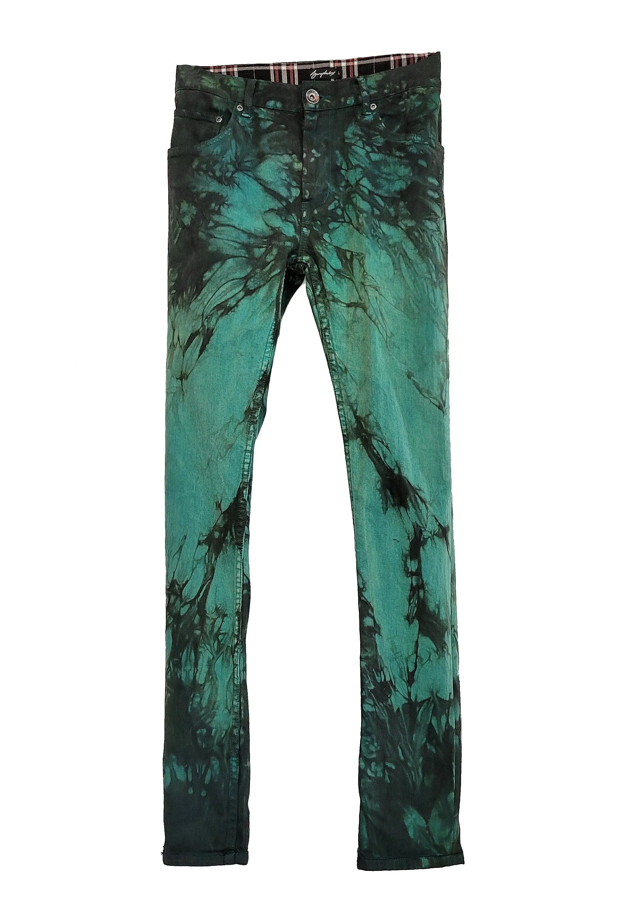 tie dye jeans in green acid | Unisex Size M