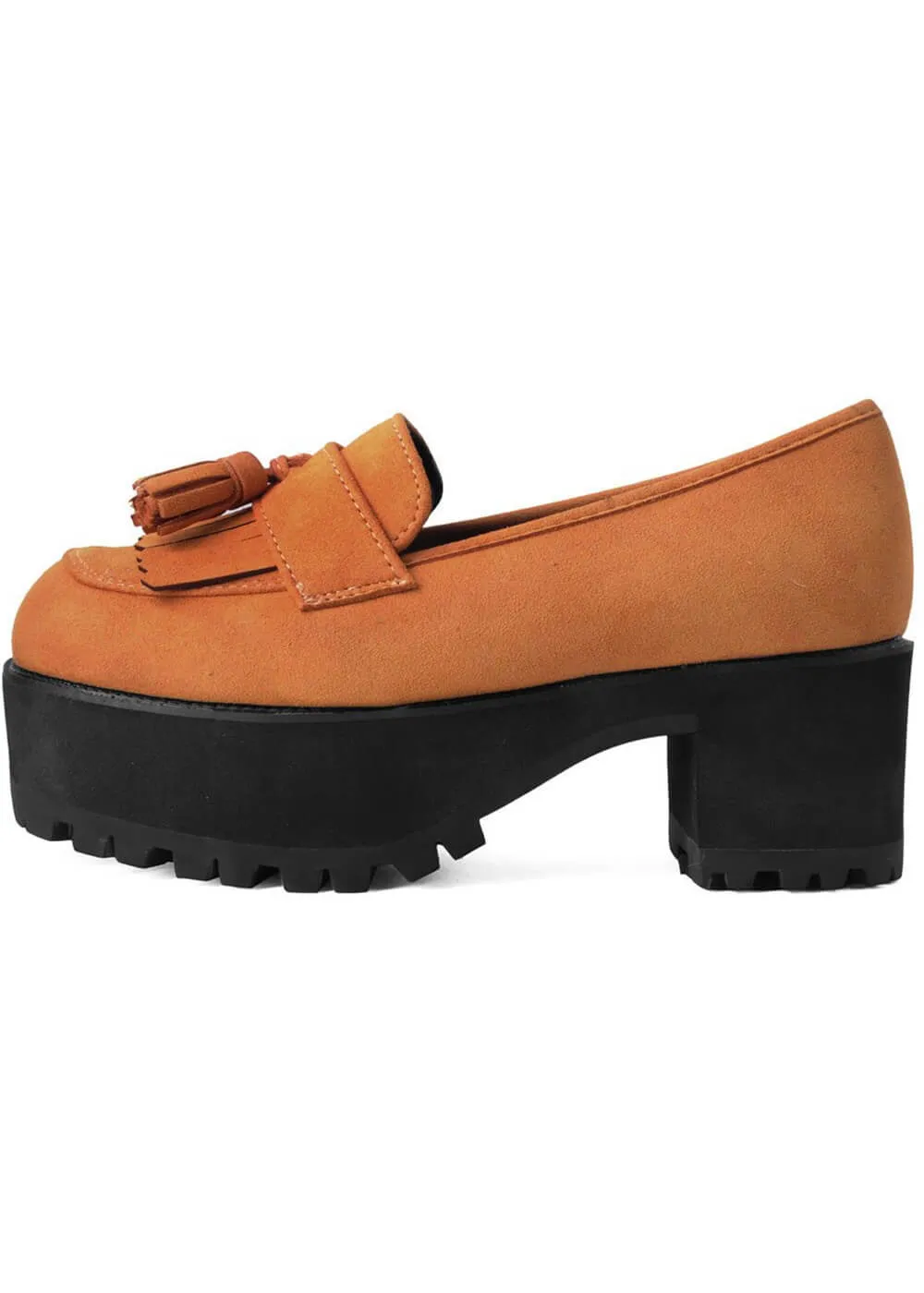 TUK Tassel Platform Loafers Orange