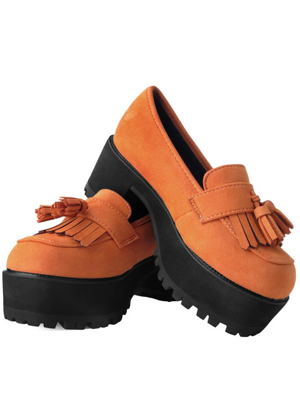 TUK Tassel Platform Loafers Orange