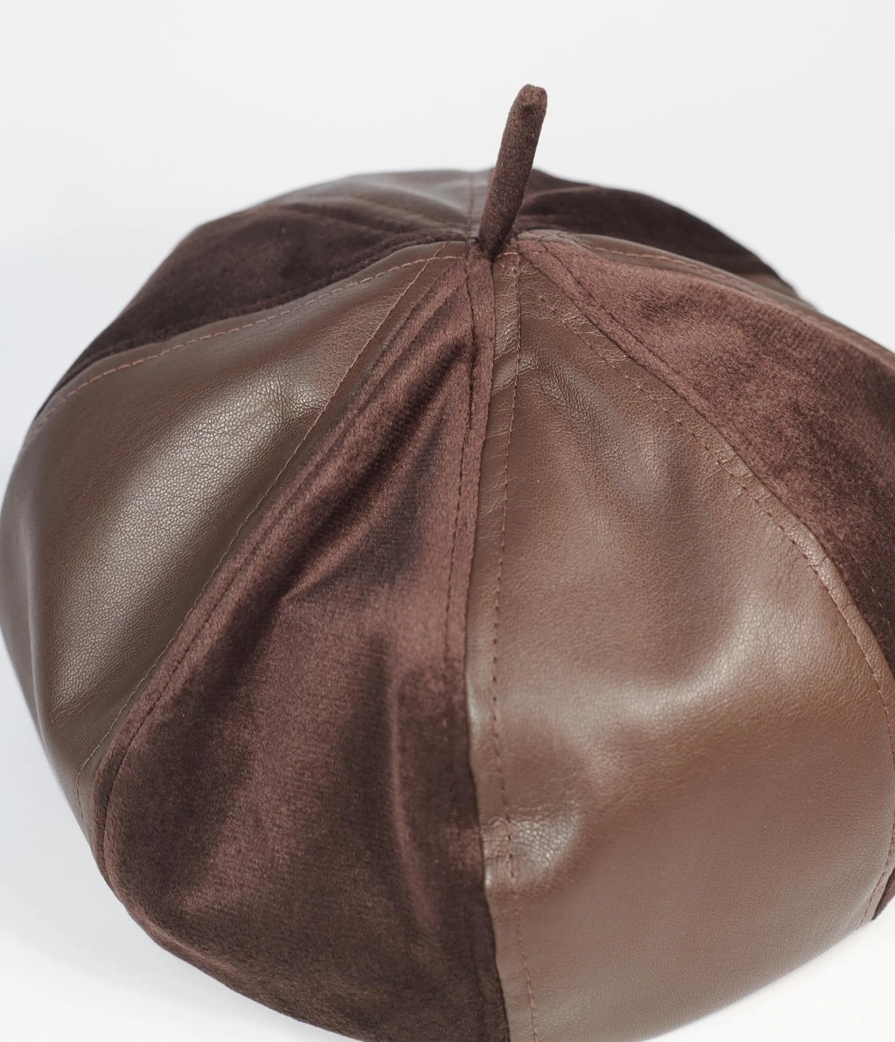 Unique Vintage Brown Leather & Suede Beret