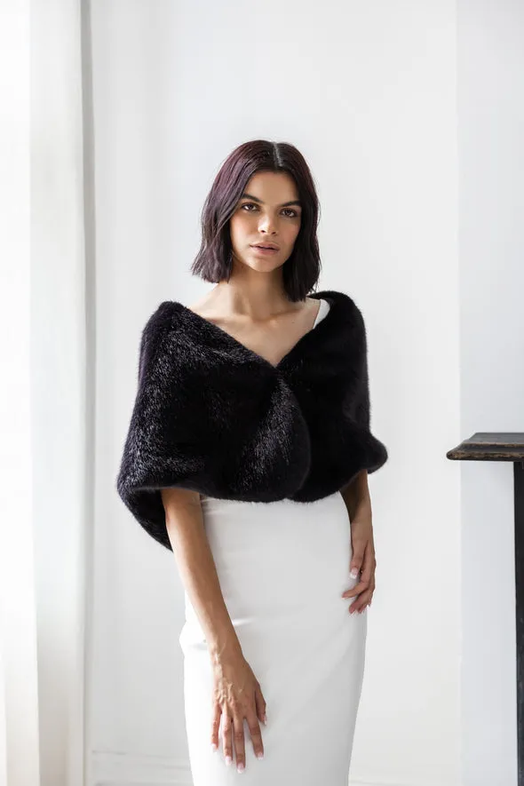 UNREAL FUR Yasmine Wrap Fur Stole (Black)