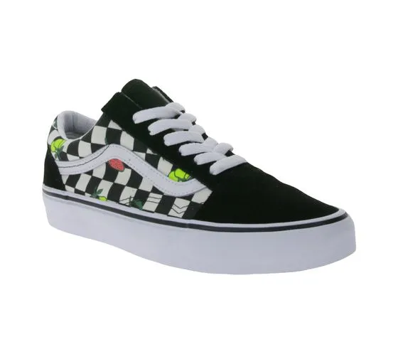 VANS Old Skool Women's Sneakers Fruit Checkerboard Skater Shoes VN007NTY281 Black/White/Multicolored