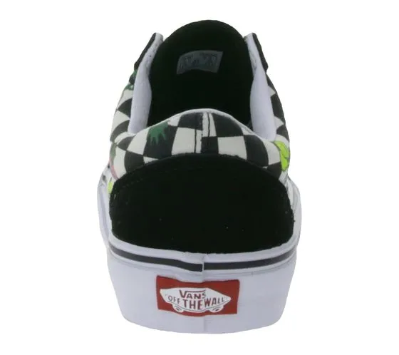 VANS Old Skool Women's Sneakers Fruit Checkerboard Skater Shoes VN007NTY281 Black/White/Multicolored