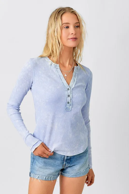 Washed Thermal Henley Top