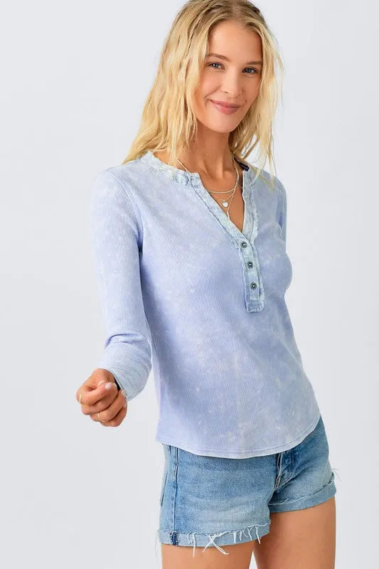 Washed Thermal Henley Top