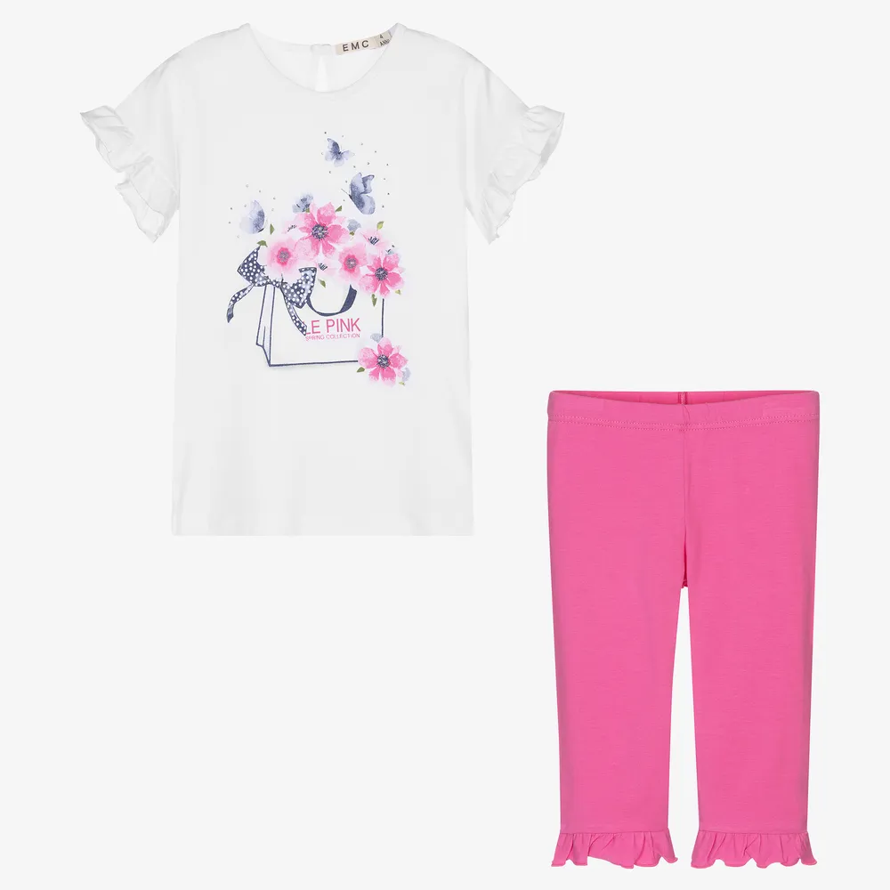 White & Pink Leggings Set