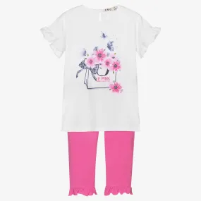 White & Pink Leggings Set