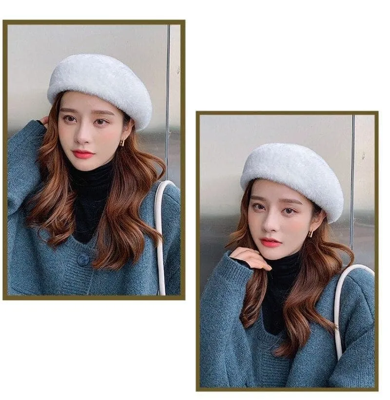 Women's Elegant Artist Berets Fashion Mink Fur Autumn Winter Hat