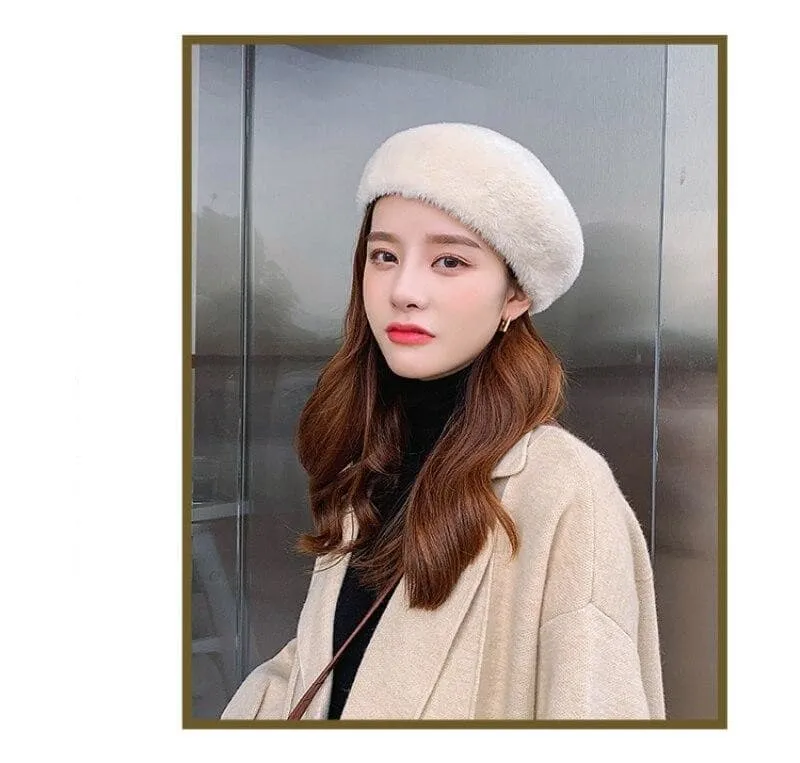 Women's Elegant Artist Berets Fashion Mink Fur Autumn Winter Hat