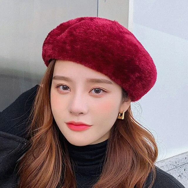 Women's Elegant Artist Berets Fashion Mink Fur Autumn Winter Hat