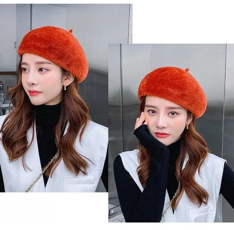 Women's Elegant Artist Berets Fashion Mink Fur Autumn Winter Hat