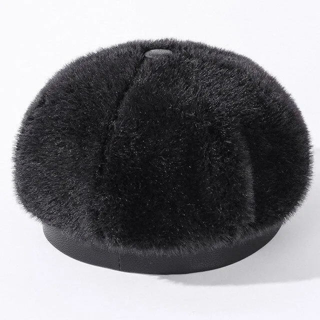 Women's Winter Autumn Beret Fashion Mink Vintage Octagonal Fur Hat