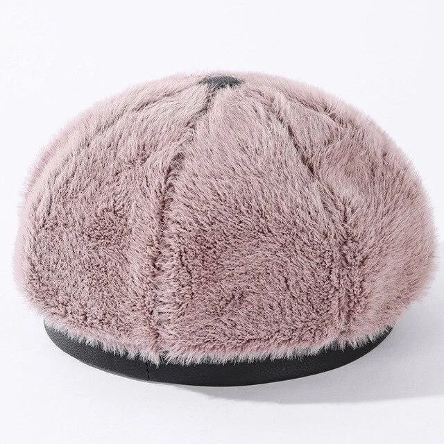 Women's Winter Autumn Beret Fashion Mink Vintage Octagonal Fur Hat