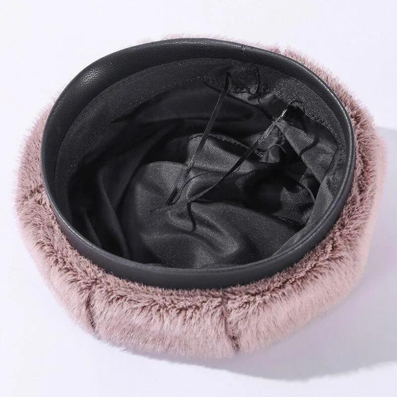 Women's Winter Autumn Beret Fashion Mink Vintage Octagonal Fur Hat